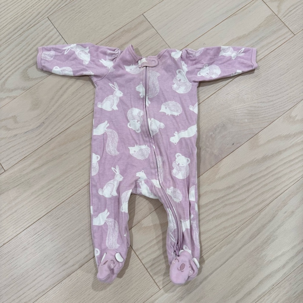 Carters Purple Animal Print Footsie 6M